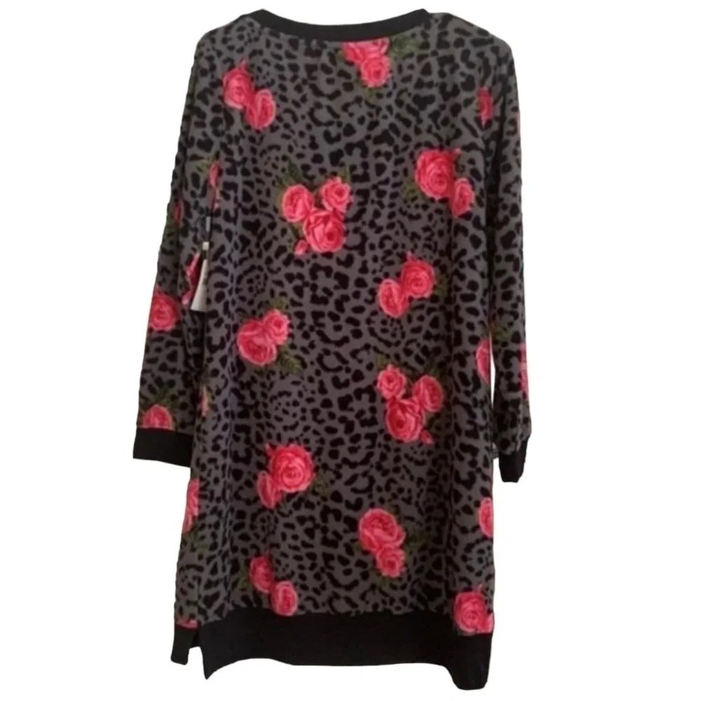 NWT Betsey Johnson very soft Sleep Dress Black Gray Pink Womens Sz M